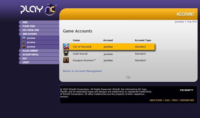 PlayNC Screen